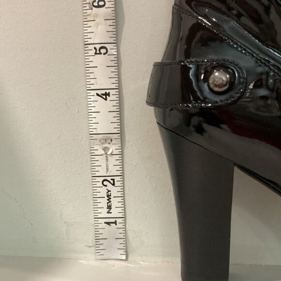 BURBERRY Patent Leather Buckle Heel Black Glossy Boots Size 6/6.5 - Picture 15 of 17